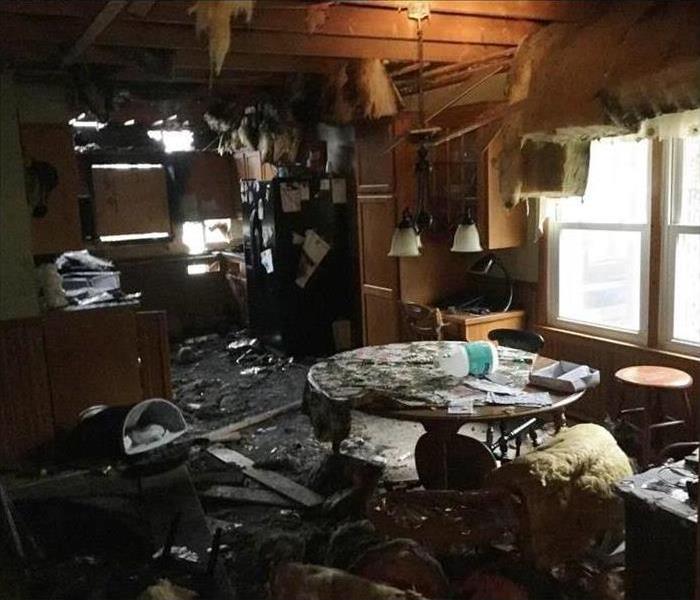 Interior of a house damaged by fire
